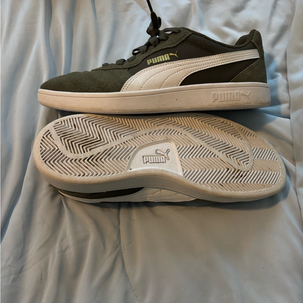 Puma Green and White Sneakers with Cushioned Insole